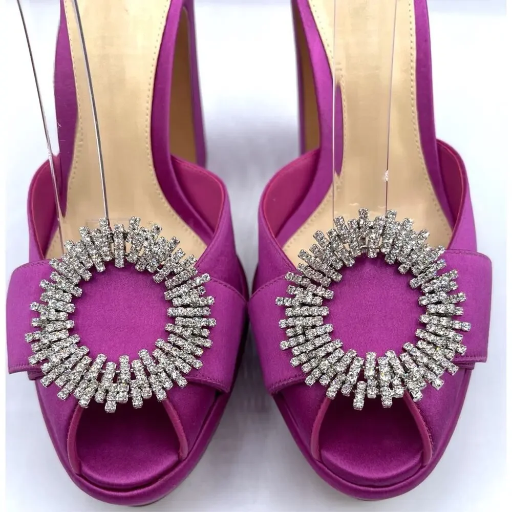 ALEXANDRE BIRMAN Madelina Curve 120 Pink Crystal Platform Heels Size 38